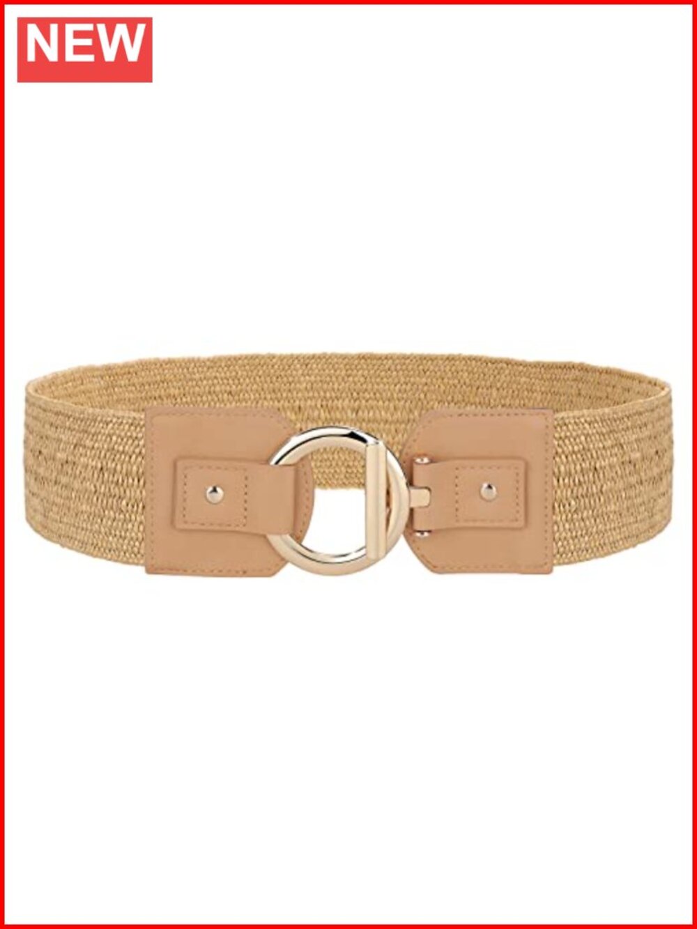 Straw Woven Elastic Wide Belt Women Vintage Stretch Waistband